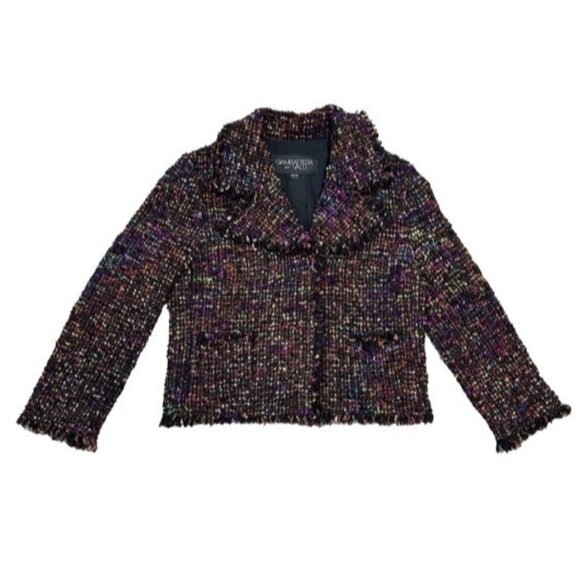 Giambattista Valli Multi-Color Tweed Short Jacket Wool Women 46/L MSRP $4500 - Picture 1 of 10